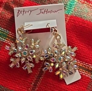 Betsey Johnson Gold and Iridescent Snowflake Earrings